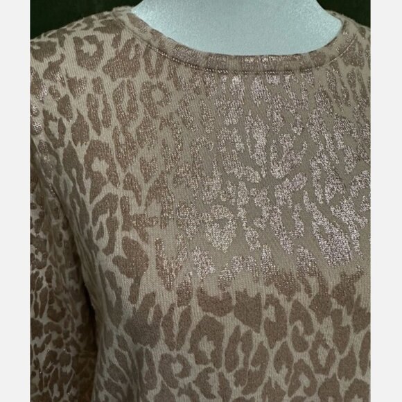 Jennifer Lopez Women Sweater Size L, Beige/Gold /Metallic/Cotton - Picture 5 of 6